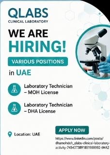 🔬 UAE Hiring: Laboratory Technicians Needed at QLABS Clinical Laboratory!