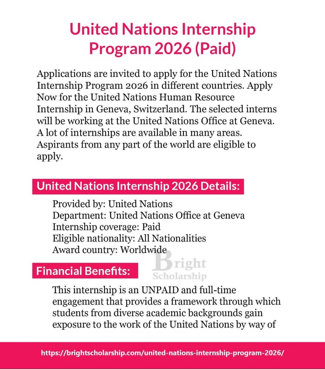 United Nations Internship Program 2026 (Paid)