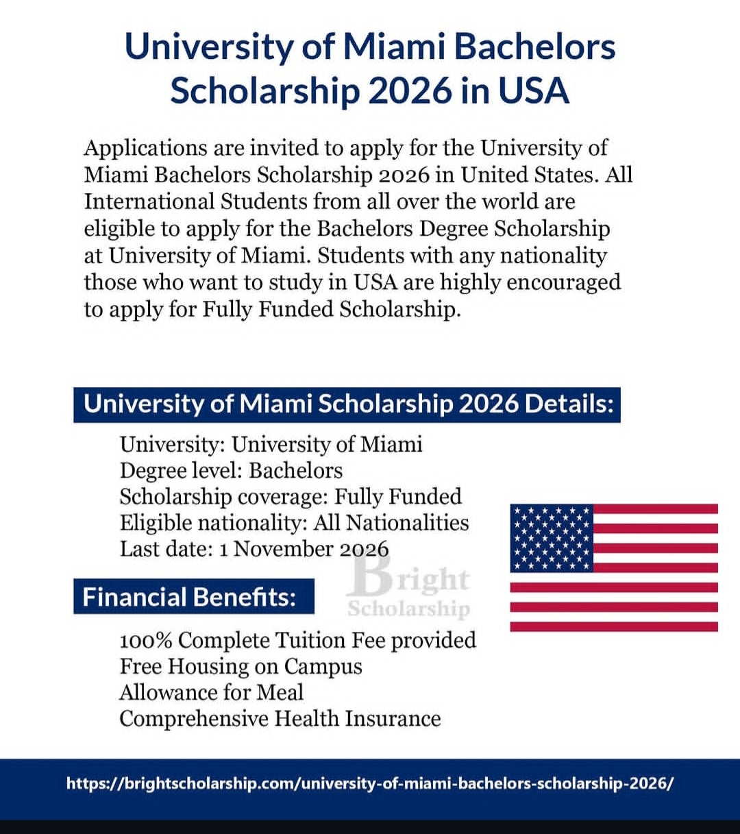 University of Miami Bachelors Scholarship 2026 in USA (Fully Funded)