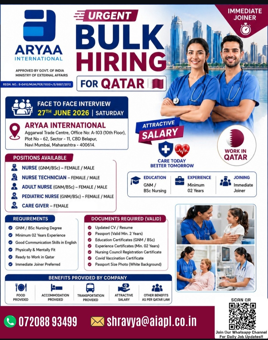 URGENT BULK HIRING  Aryaa International