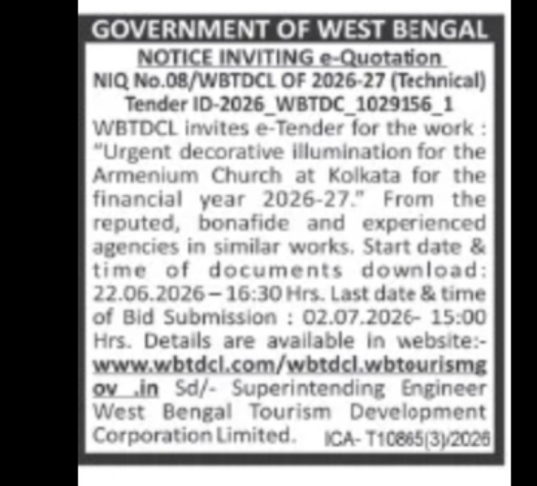 Urgent Decorative Illumination Work at Armenian Church, Kolkata (2026–27)