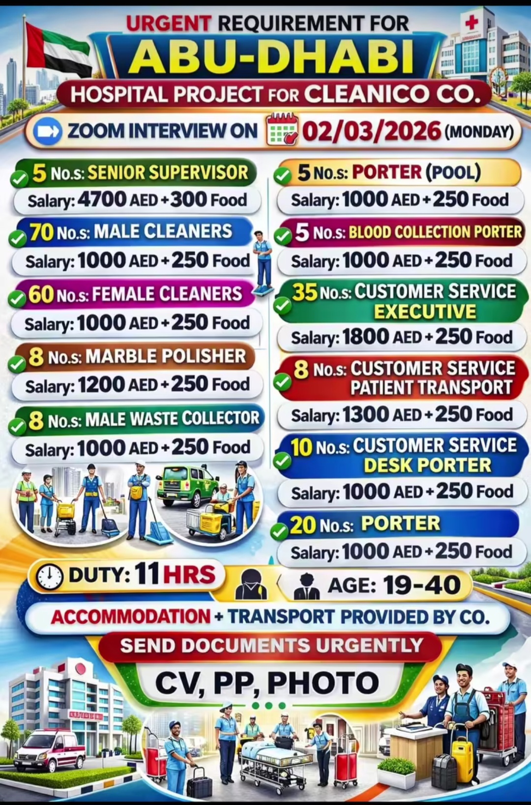🚨 Urgent Hiring – Abu Dhabi Hospital Project (Cleanico Co.)