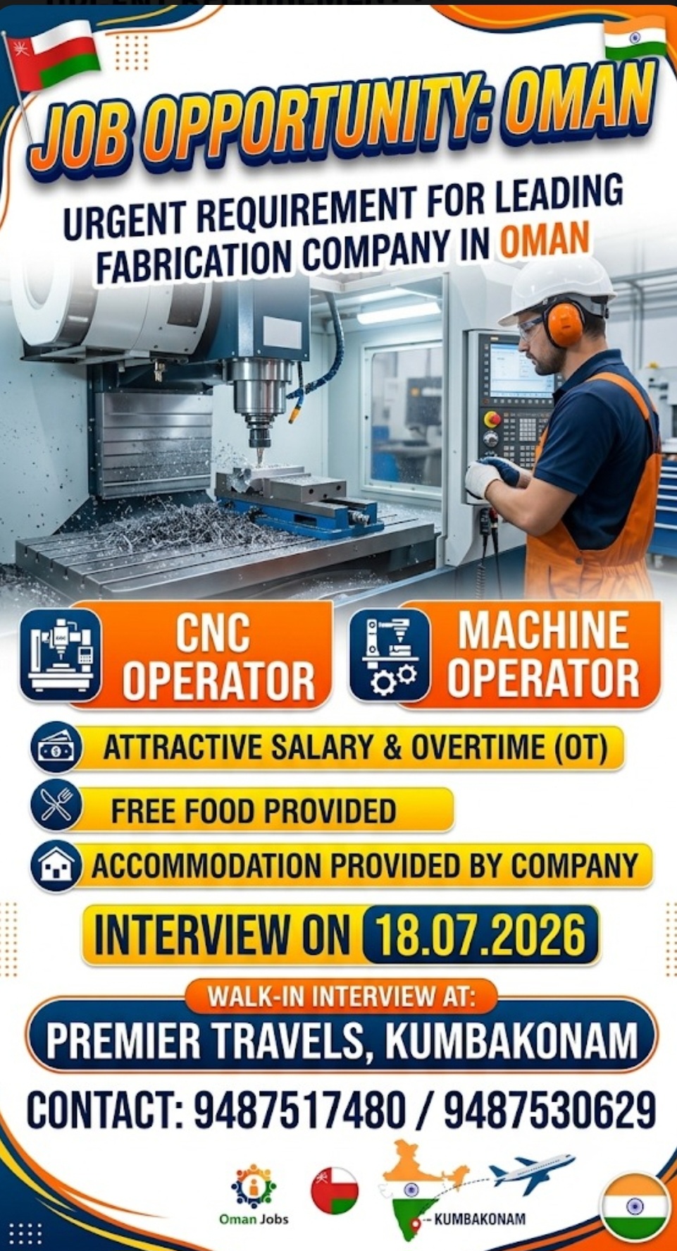 Urgent Hiring – CNC Machine Operator Jobs in Oman