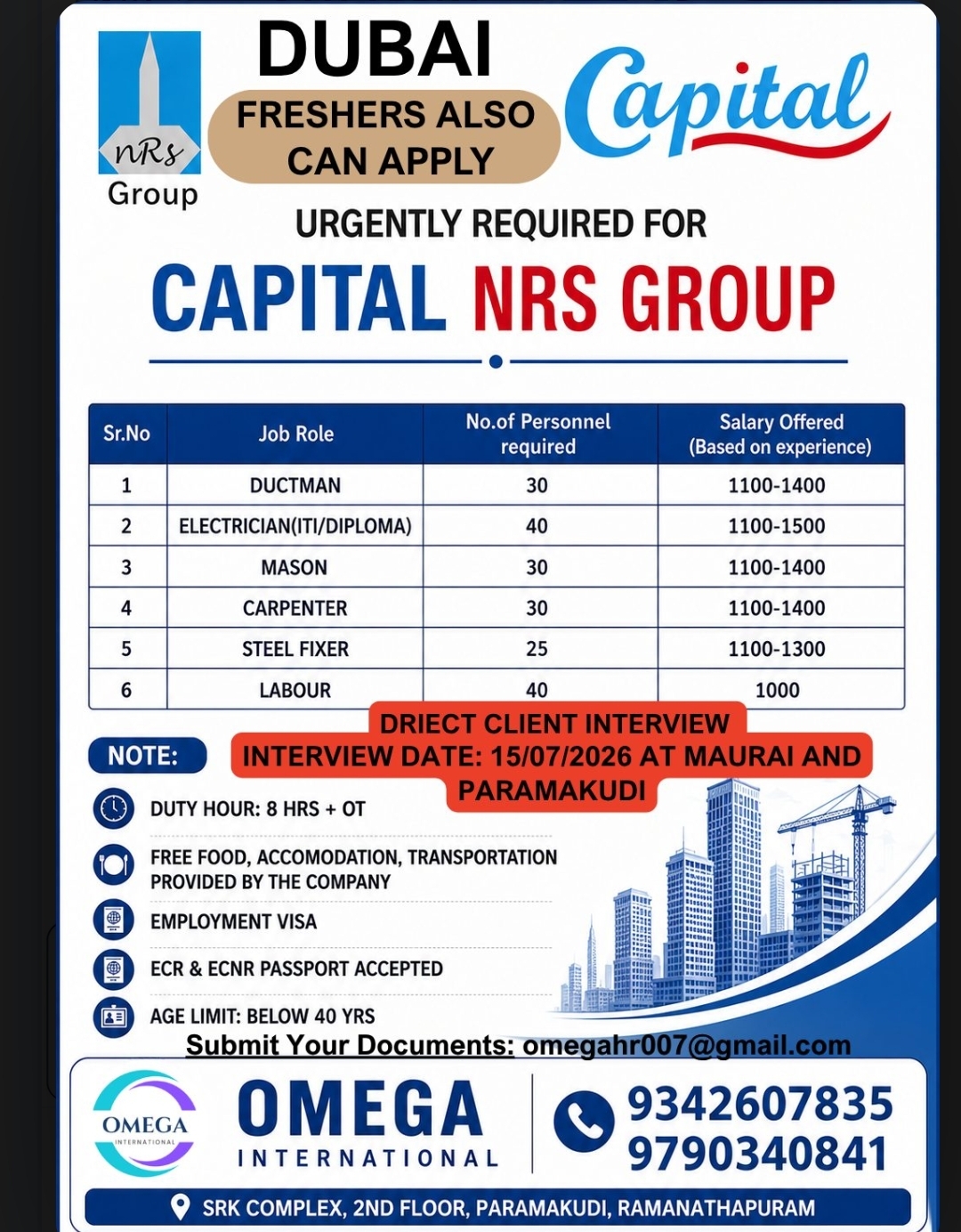 Urgent Hiring for Capital NRS Group – Dubai | Freshers Can Apply