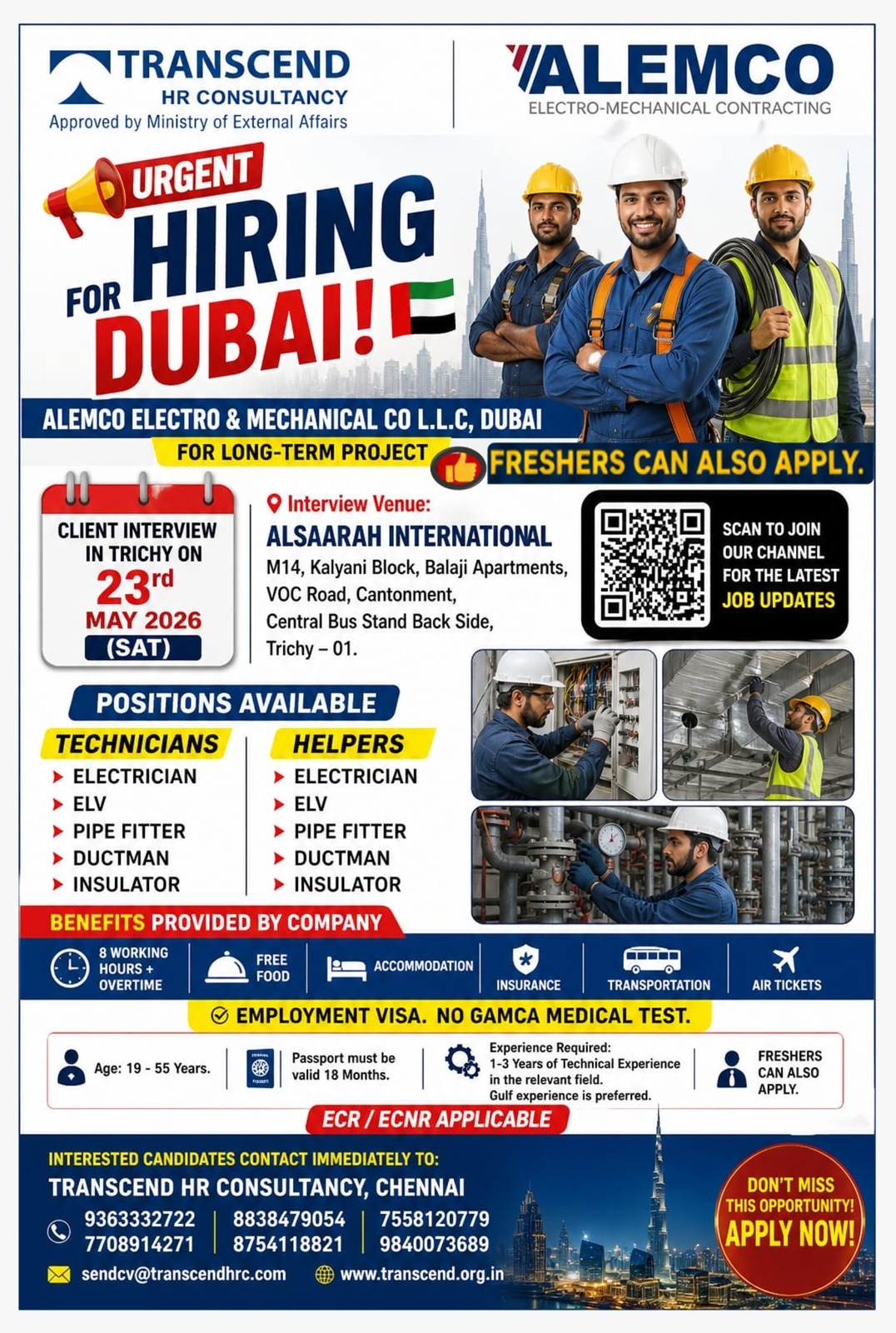 Urgent Hiring for Dubai – ALEMCO Electro & Mechanical Co. L.L.C.