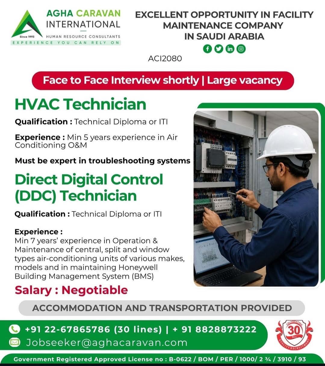 Urgent Hiring for Saudi Arabia – Facility Maintenance Company