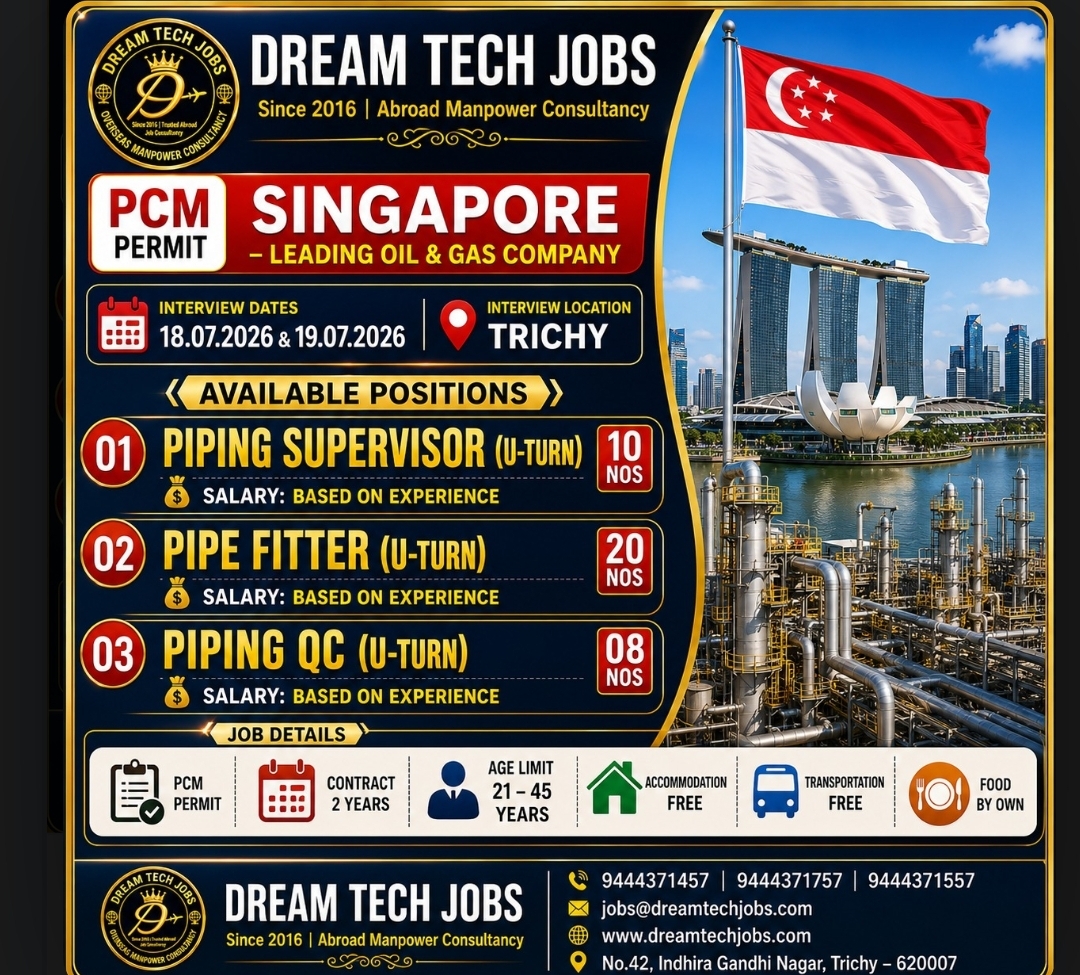 Urgent Hiring for Singapore – PCM Leading Oil & Gas Company