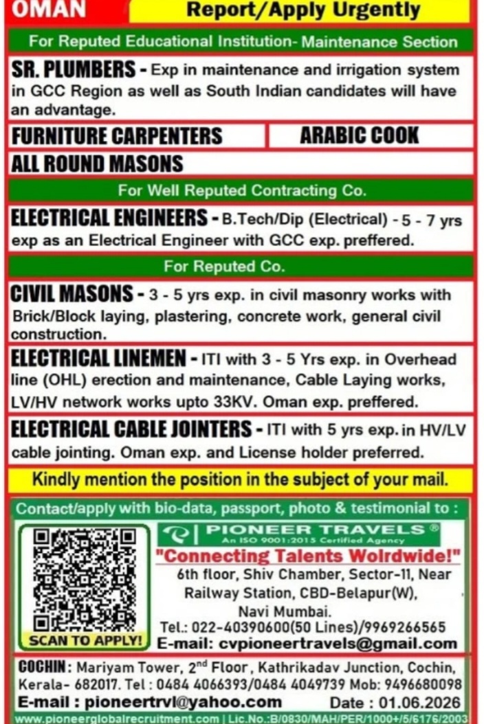 Urgent Hiring – Oman
