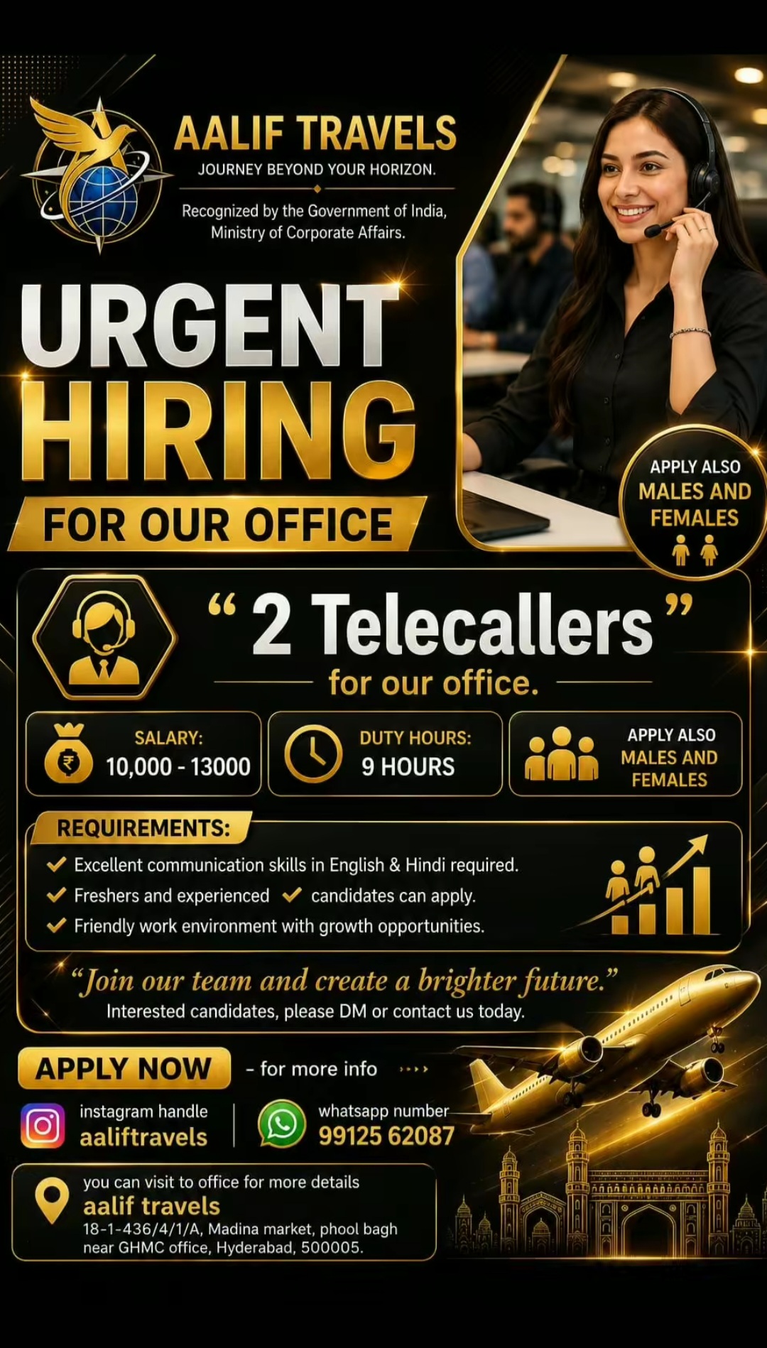 URGENT HIRING – TELECALLERS (MALE & FEMALE) FOR OFFICE JOBS