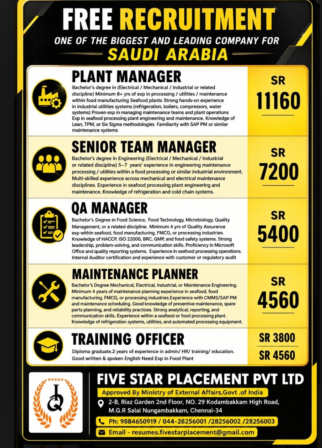 Urgent Overseas Hiring – Saudi Arabia