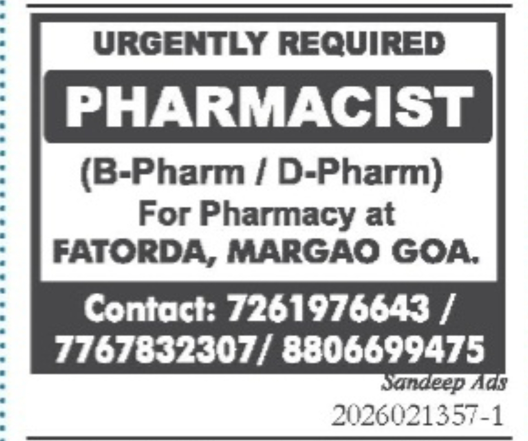 Urgent Requirement – Pharmacist