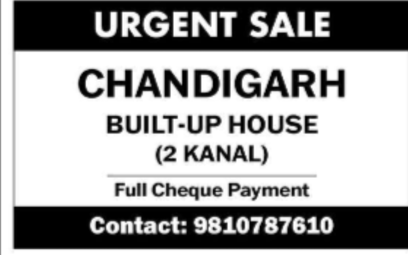 Urgent Sale: 2 Kanal Built-Up House in Chandigarh
