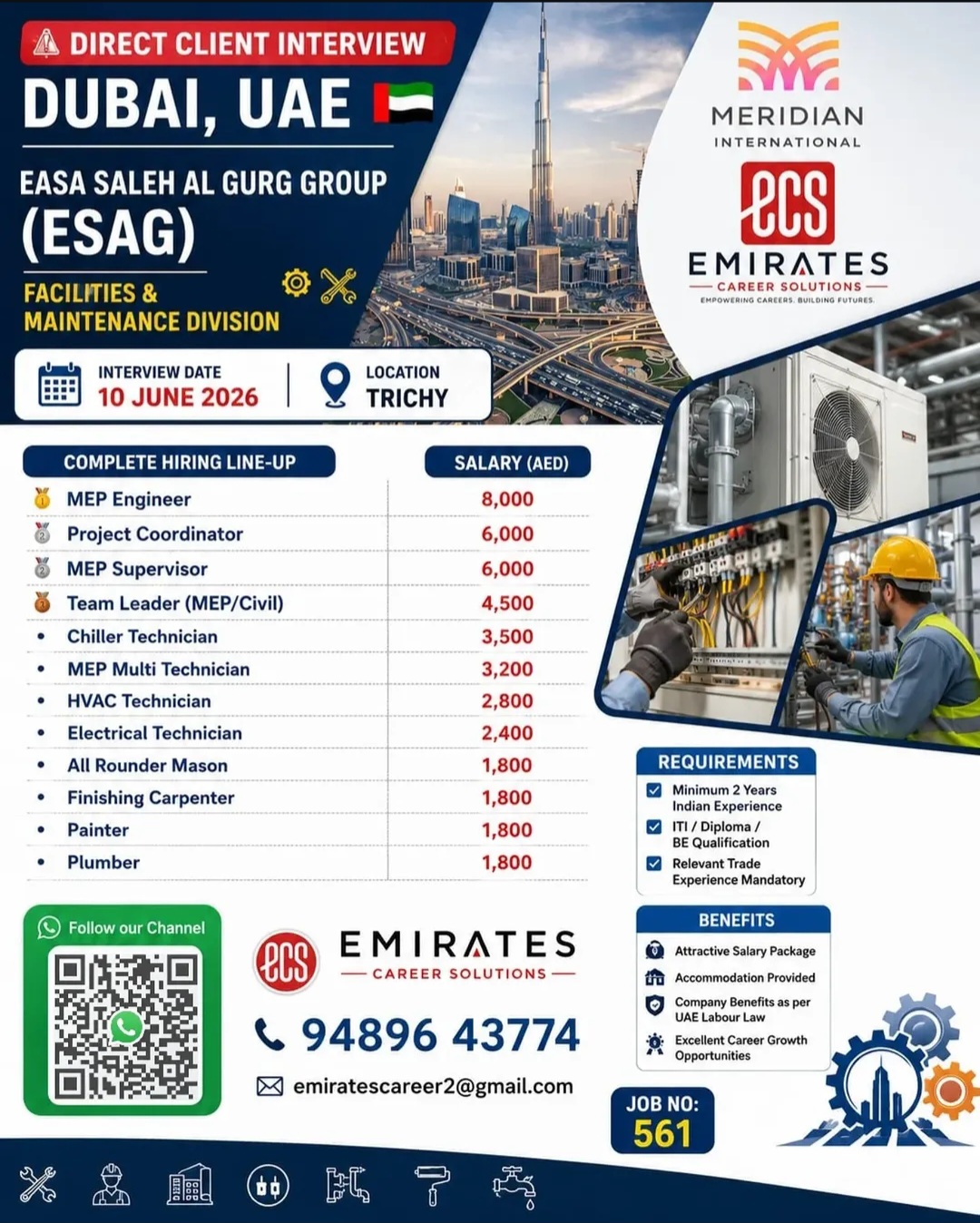 Urgent UAE Job Openings – Easa Saleh Al Gurg Group (ESAG) Facilities & Maintenance Division | Dubai, UAE