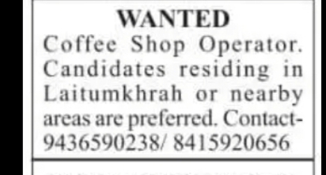 Vacancy for Coffee Shop Operator