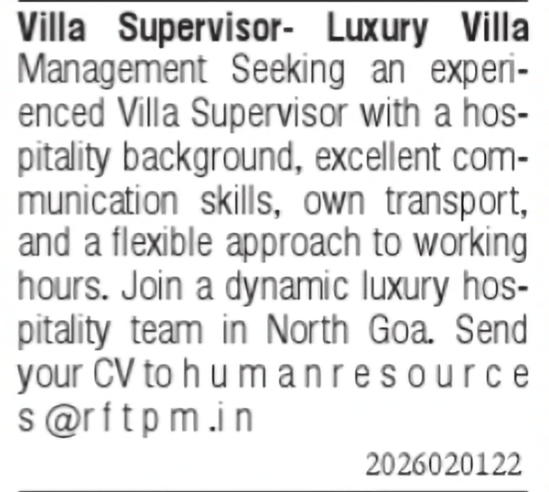 Villa Supervisor for Luxury Villa Management