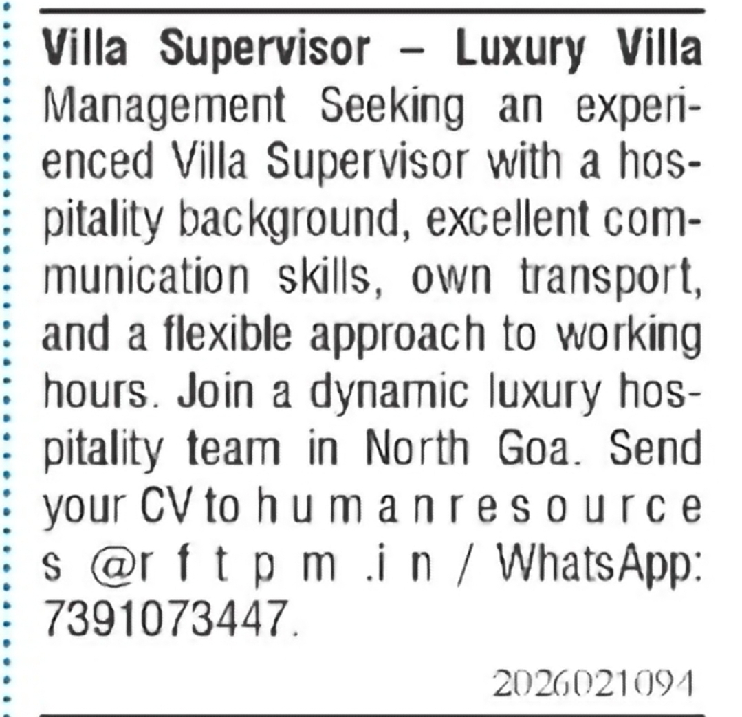 Villa Supervisor – Luxury Hospitality Team