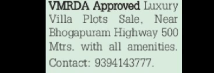 VMRDA Approved Luxury Villa Plots for Sale –