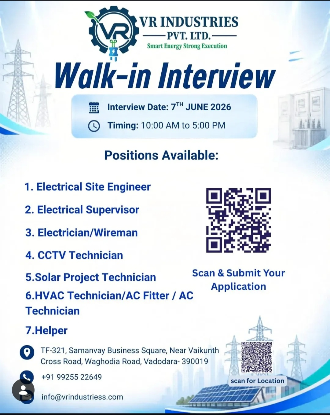 VR Industries Pvt. Ltd. – Walk-in Interview Notification