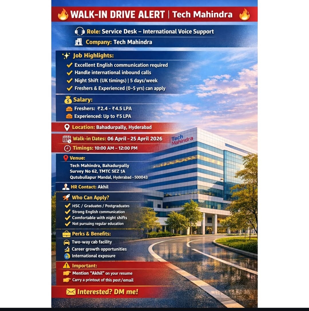 🚨 Walk-in Drive Alert – Kickstart Your Career! 🚨