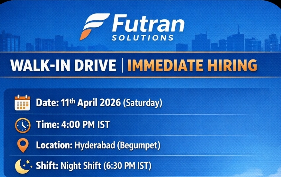 🚀 Walk-In Drive | Immediate Hiring | Futran Solutions