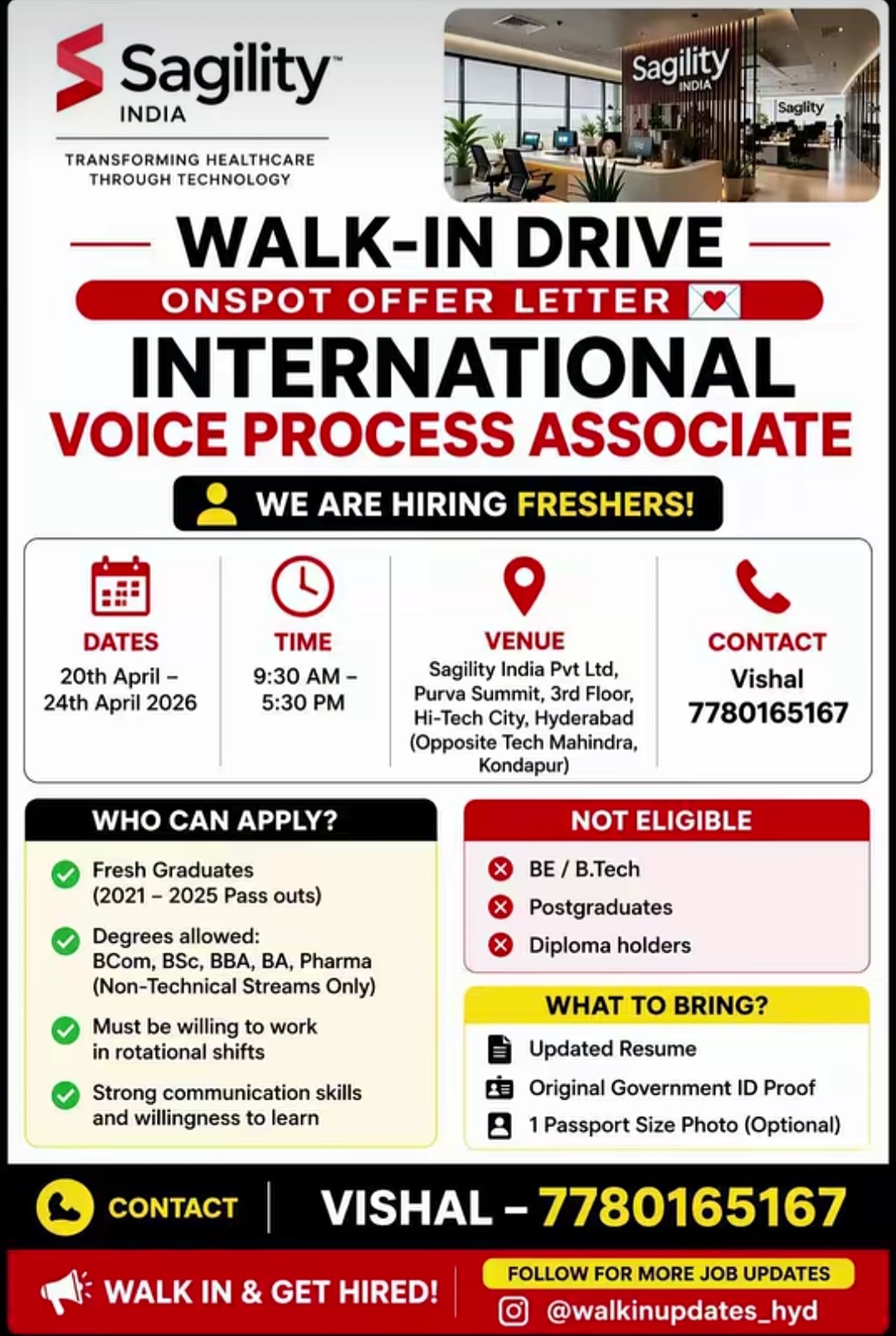 🚨 Walk-In Drive | Sagility India 🚨