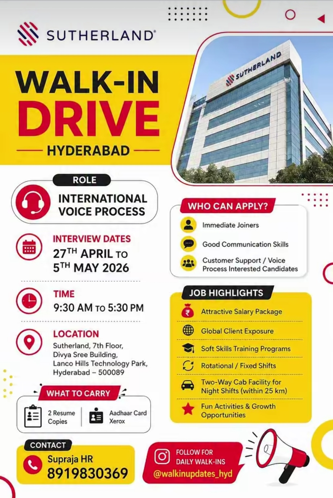 🚀 Walk-In Drive – Sutherland | Hyderabad