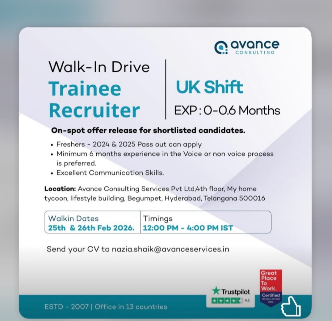 Walk-In Drive – Trainee Recruiter (UK Shift)