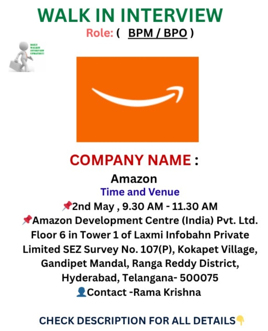 📢 WALK-IN INTERVIEW – BPM/BPO ROLE