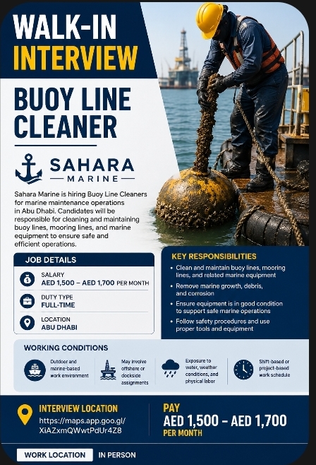 Walk-In Interview – Buoy Line Cleaner | Abu Dhabi