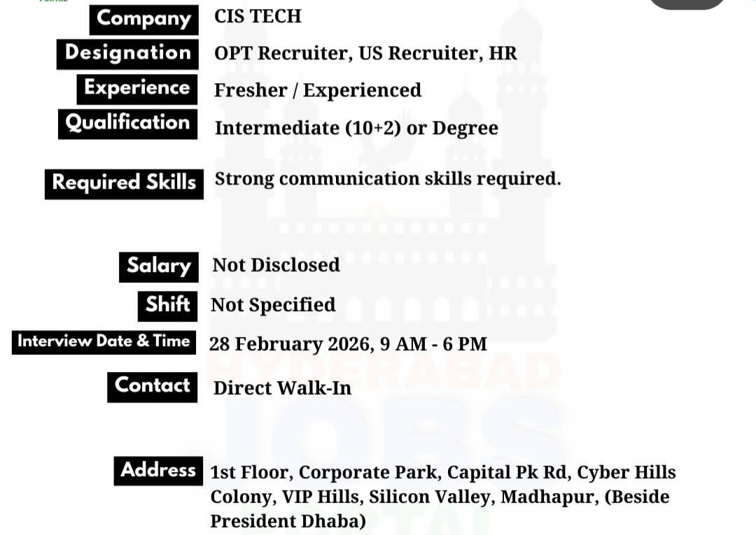 Walk-In Interview – CIS TECH