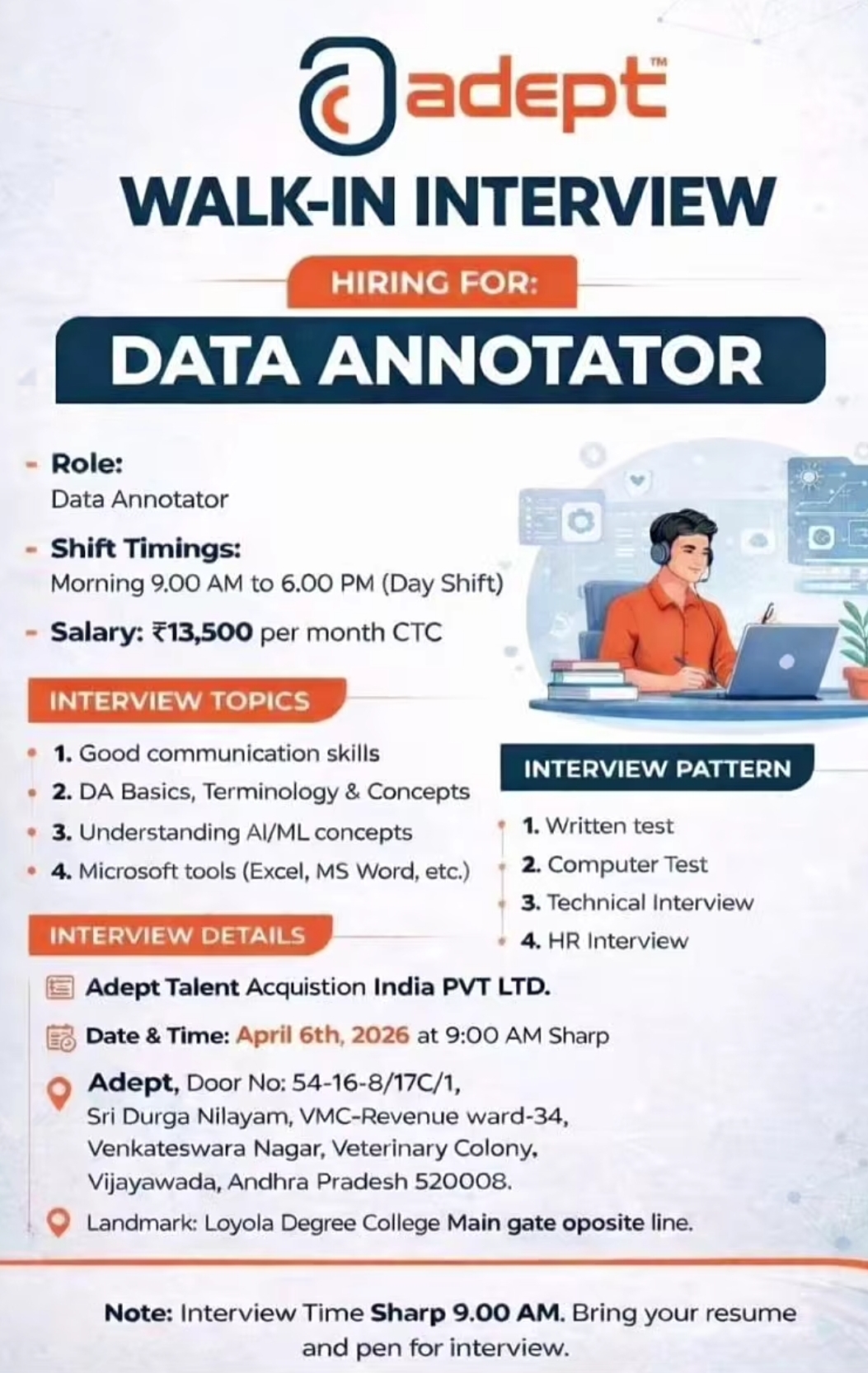 🚀 Walk-In Interview – Data Annotator | Cadep