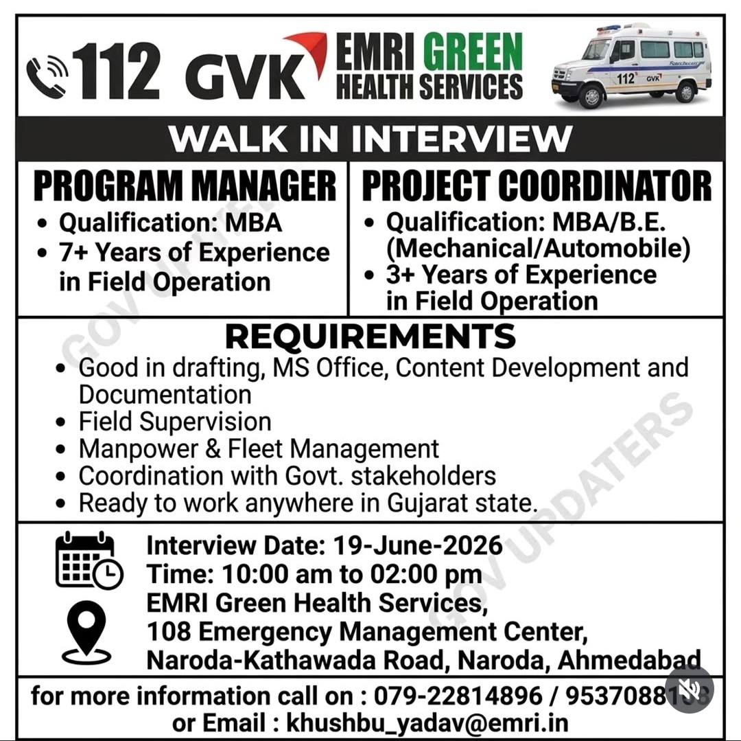 WALK-IN INTERVIEW – EMRI Green Health Services (108 Emergency Services)
