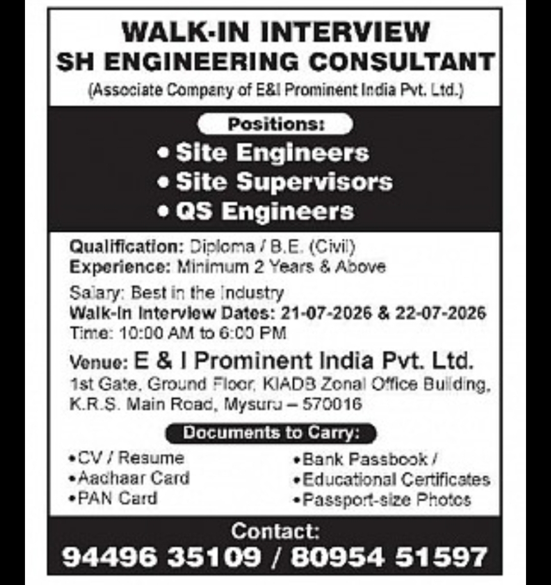 Walk-In Interview for Civil Engineering Professionals