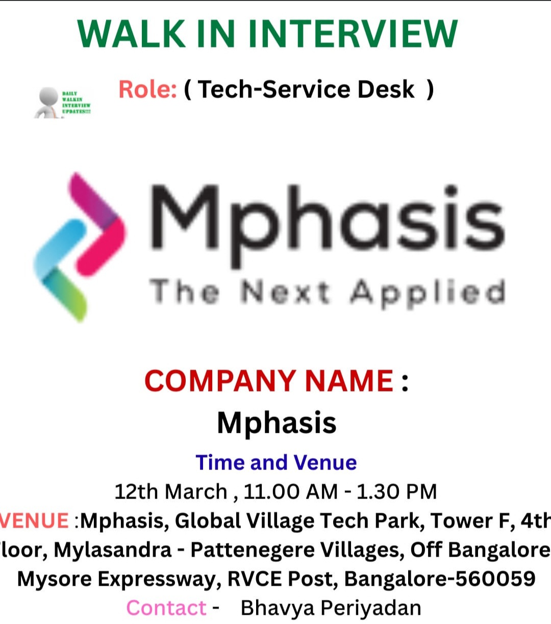 WALK-IN INTERVIEW – Mphasis