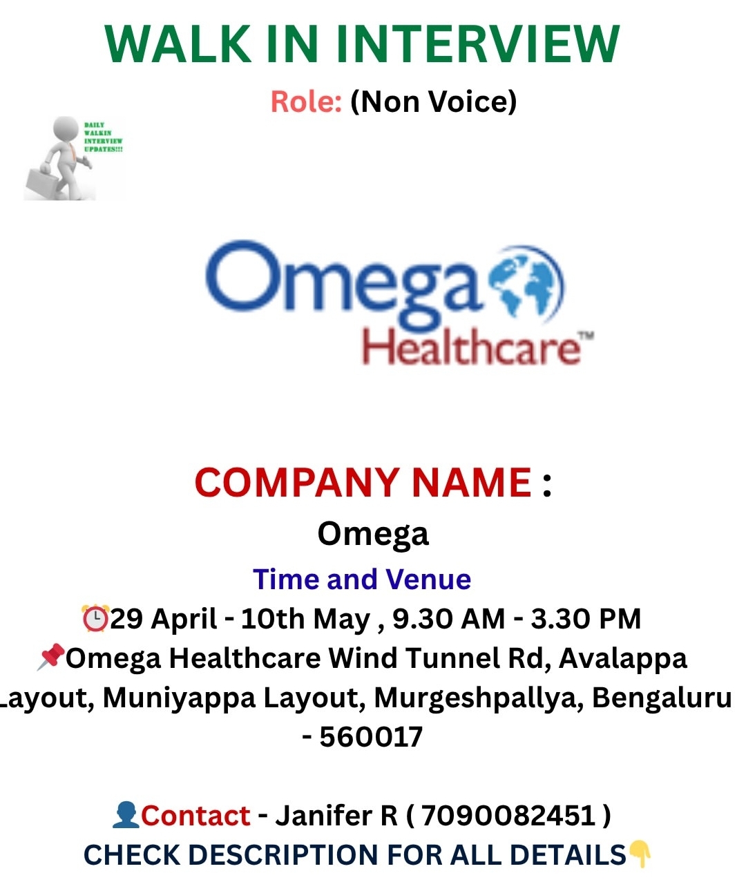 📢 WALK-IN INTERVIEW – NON VOICE ROLE