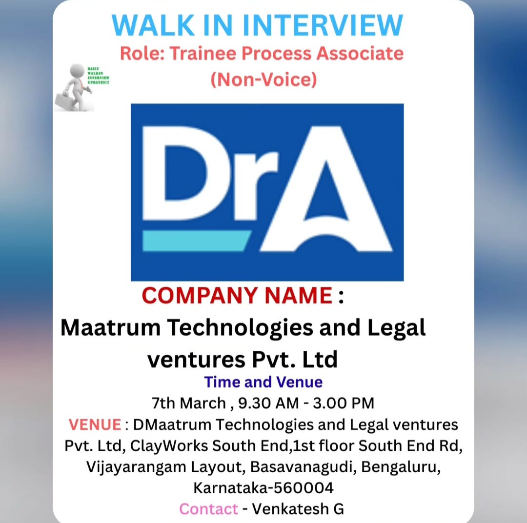 Walk-In Interview – Trainee Process Associate (Non-Voice)