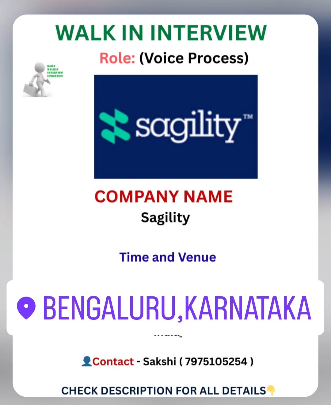 🔵 WALK-IN INTERVIEW – Voice Process | Sagility