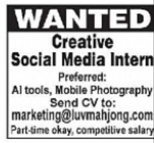 Wanted – Creative Social Media Intern