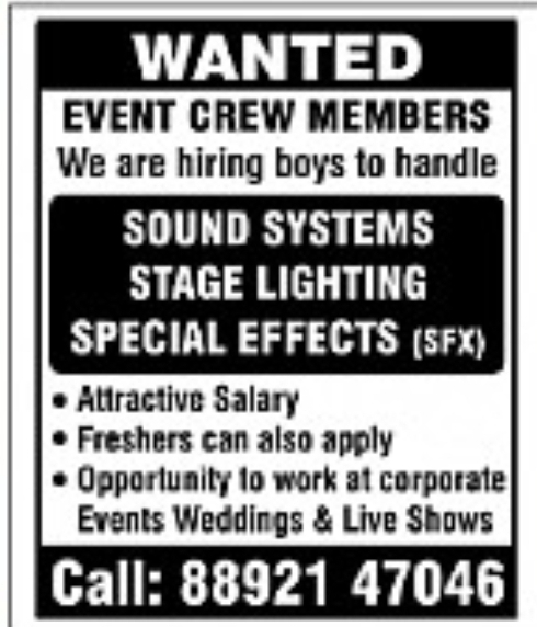 Wanted – Event Crew Members