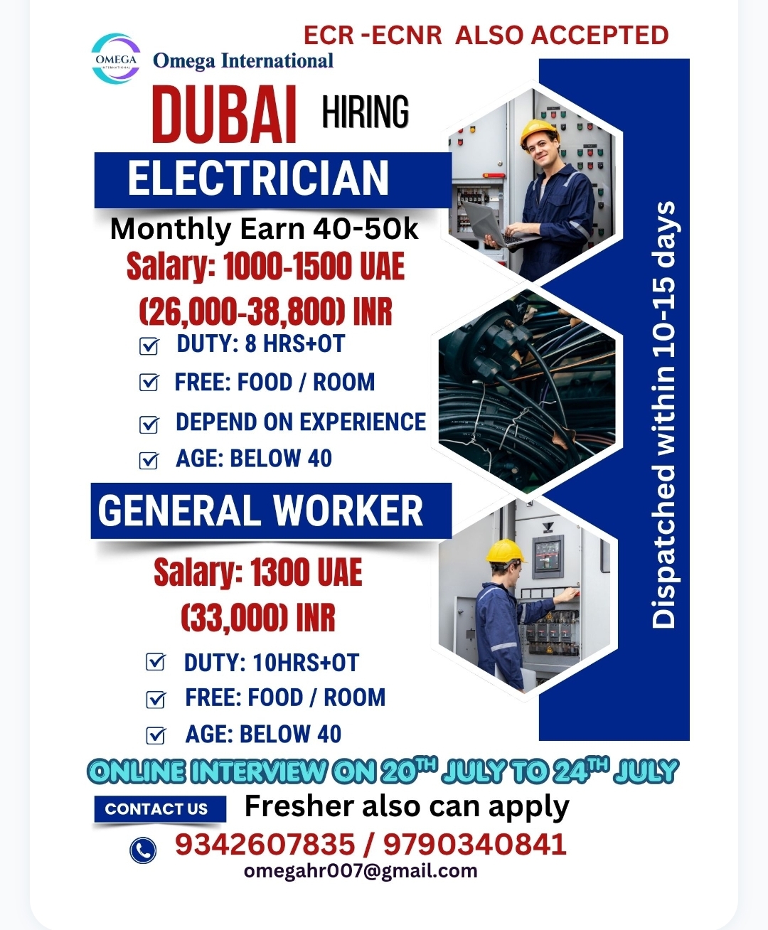 WANTED FOR ELECTRICIAN AND GENERAL HELPERS