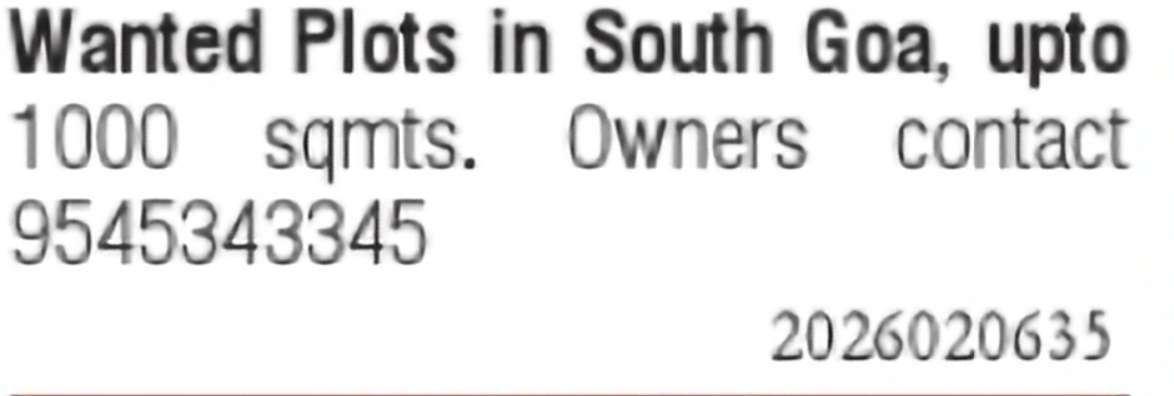 Wanted Plots in South Goa
