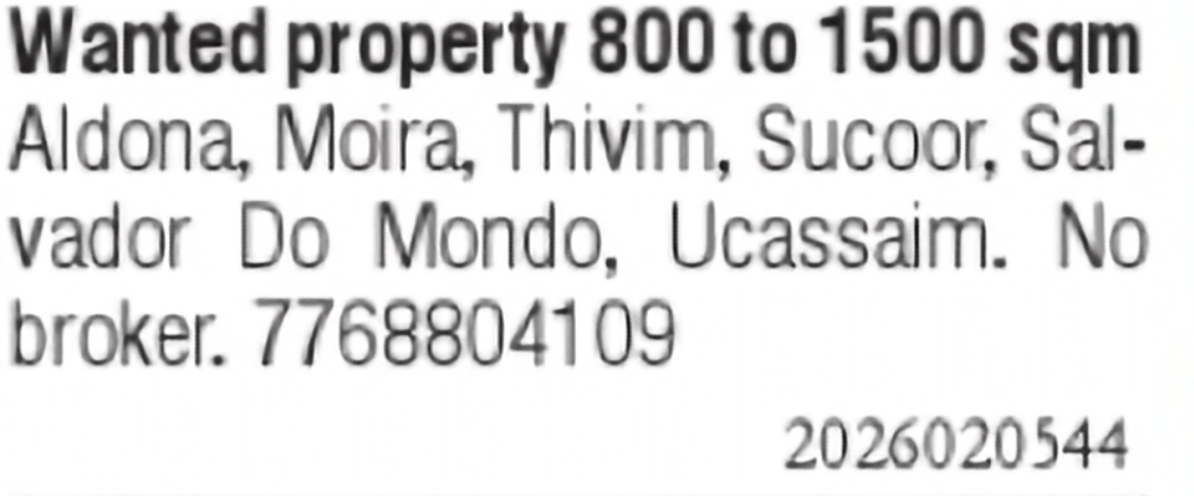 Wanted Residential Plot in North Goa