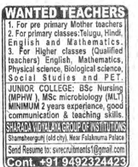 WANTED TEACHERS