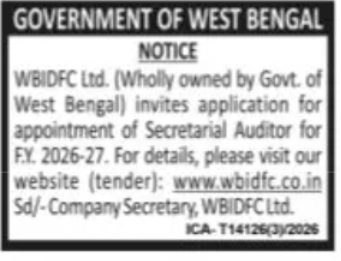 WBIDFC Invites Applications for Secretarial Auditor