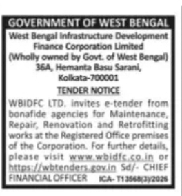 WBIDFC Tender – Office Maintenance and Renovation