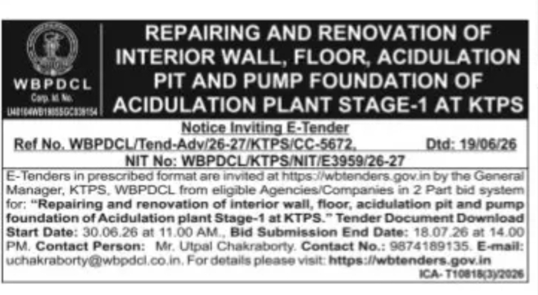WBPDCL – Repair and Renovation of Acidulation Plant (KTPS Stage-1)