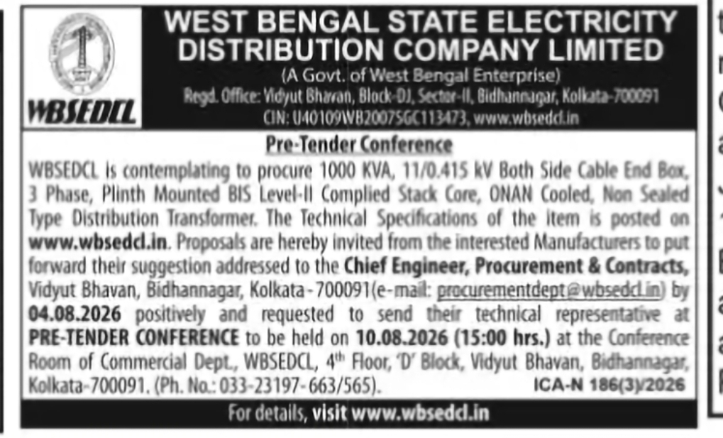 WBSEDCL Pre-Tender Conference – Distribution Transformers