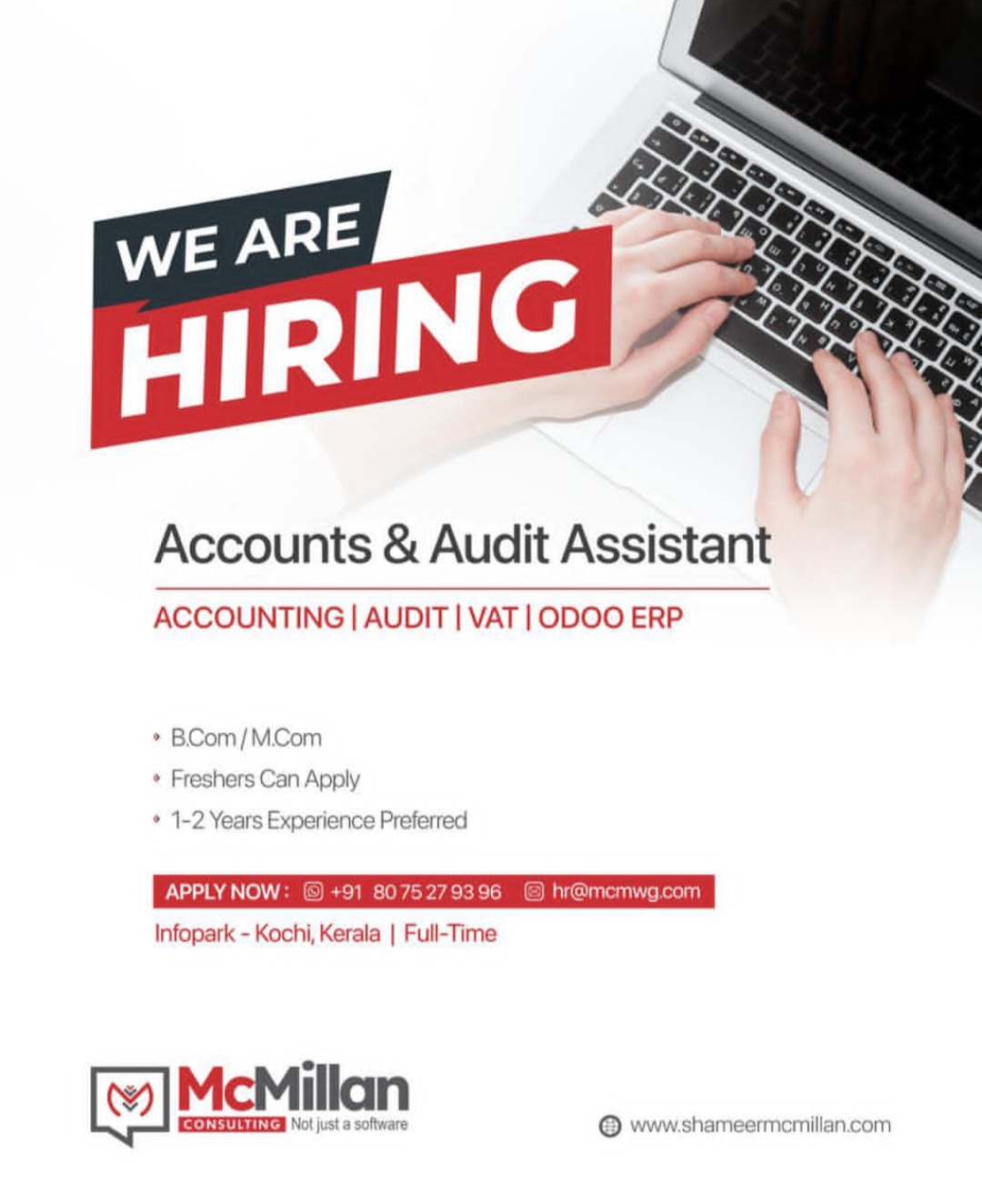 We Are Hiring – Accounts & Audit Assistant