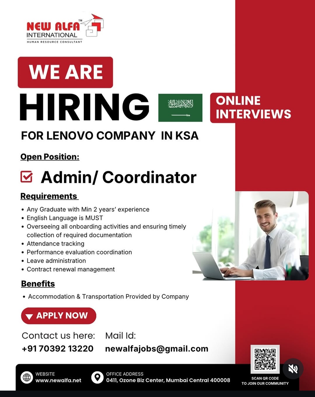 WE ARE HIRING – ADMIN / COORDINATOR (KSA)