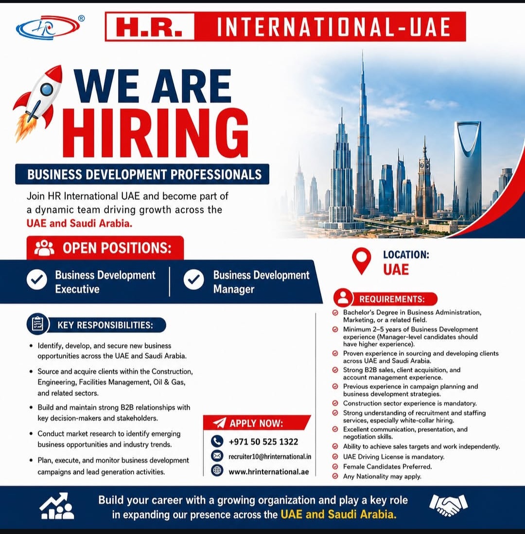 WE ARE HIRING BUSINESS DEVELOPMENT PROFESSIONALS